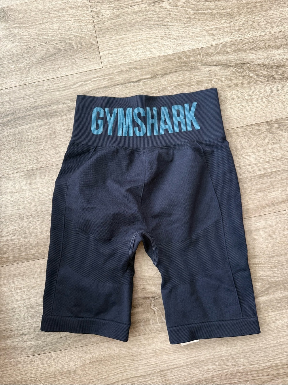 Gymshark High-Waist Seamless Bike Shorts with Teal Logo